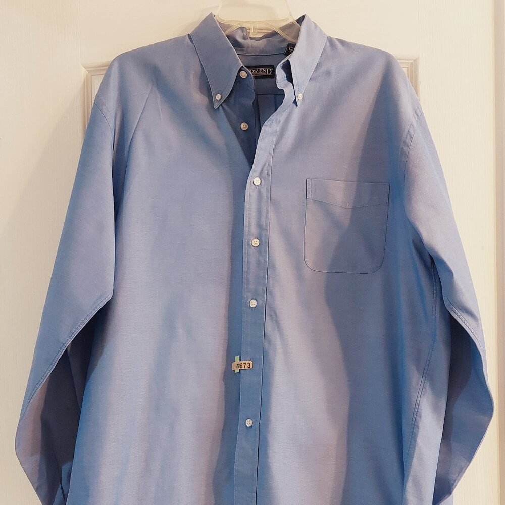 Blue Men's Button-Down Dress Shirt by Land's End Sz 16 1/2 34